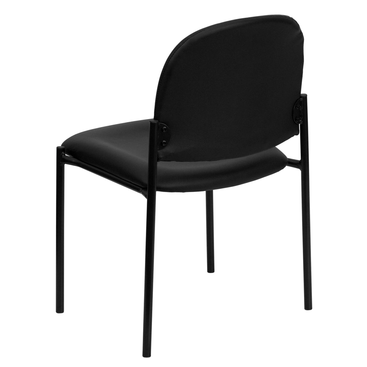 Black Vinyl |#| Comfort Black Vinyl Stackable Steel Side Reception Chair - Hospitality Seating