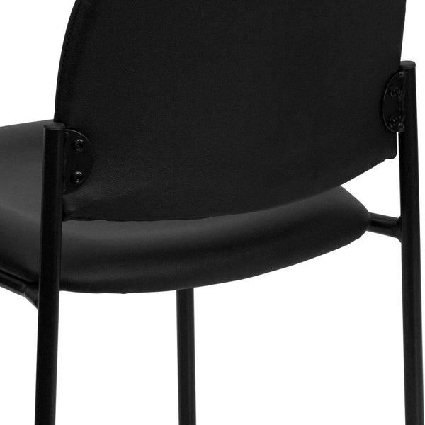 Black Vinyl |#| Comfort Black Vinyl Stackable Steel Side Reception Chair - Hospitality Seating