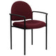 Burgundy Fabric |#| Comfort Burgundy Fabric Stackable Steel Side Reception Chair with Arms - Office