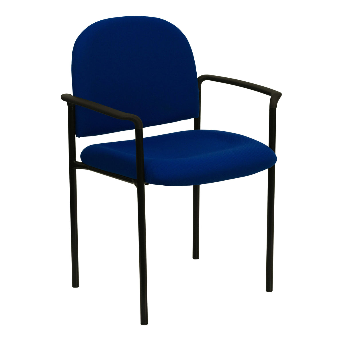 Navy Fabric |#| Comfort Navy Fabric Stackable Steel Side Reception Chair with Arms - Guest Chair