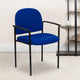 Navy Fabric |#| Comfort Navy Fabric Stackable Steel Side Reception Chair with Arms - Guest Chair