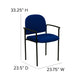 Navy Fabric |#| Comfort Navy Fabric Stackable Steel Side Reception Chair with Arms - Guest Chair