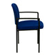 Navy Fabric |#| Comfort Navy Fabric Stackable Steel Side Reception Chair with Arms - Guest Chair