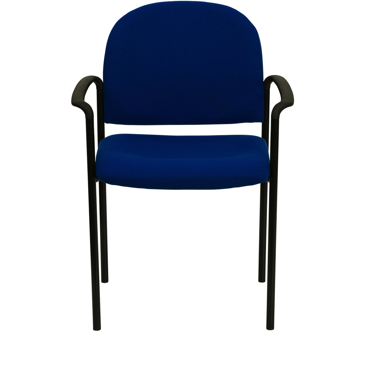 Navy Fabric |#| Comfort Navy Fabric Stackable Steel Side Reception Chair with Arms - Guest Chair