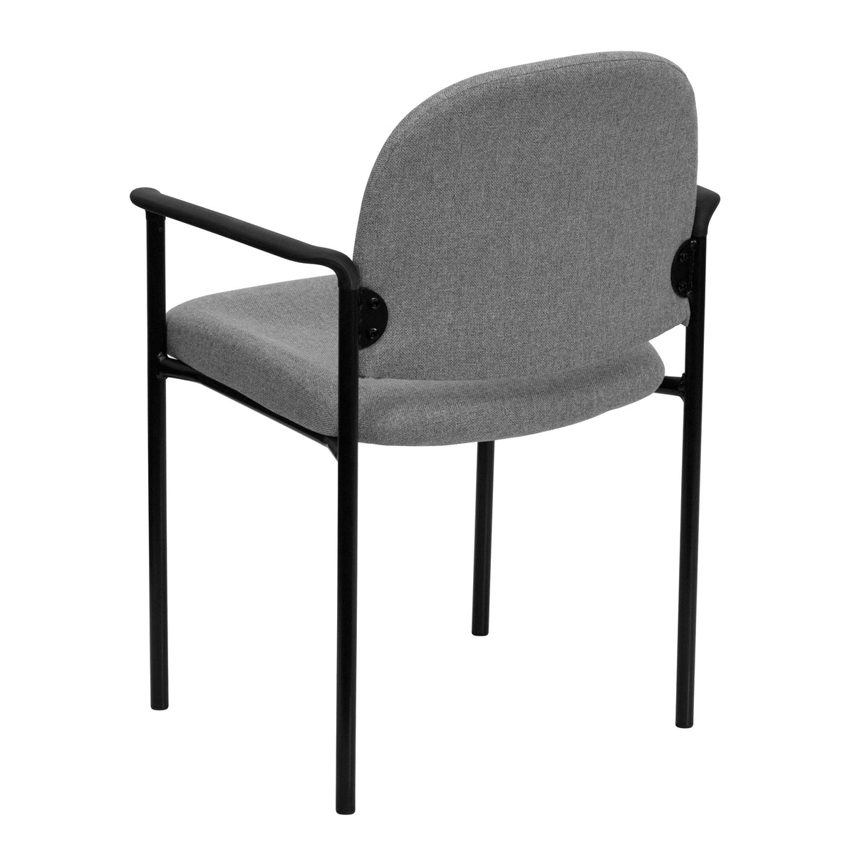 Gray Fabric |#| Comfort Gray Fabric Stackable Steel Side Reception Chair with Arms - Guest Chair