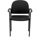 Black Vinyl |#| Comfort Black Vinyl Stackable Steel Side Reception Chair with Arms - Guest Chair