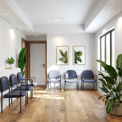 Comfort Stackable Steel Side Reception Chair with Arms - View 2