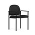 Black Vinyl |#| Comfort Black Vinyl Stackable Steel Side Reception Chair with Arms - Guest Chair