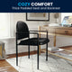Black Vinyl |#| Comfort Black Vinyl Stackable Steel Side Reception Chair with Arms - Guest Chair