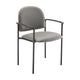 Gray Vinyl |#| Comfort Gray Vinyl Stackable Steel Side Reception Chair w/ Arms - Guest Chair