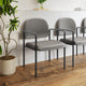 Gray Vinyl |#| Comfort Gray Vinyl Stackable Steel Side Reception Chair w/ Arms - Guest Chair