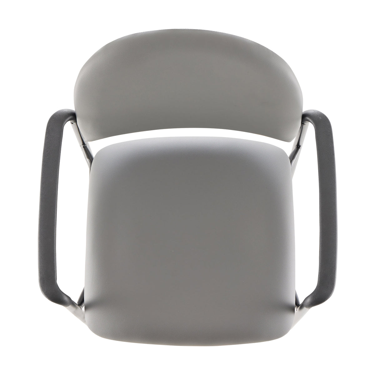 Gray Vinyl |#| Comfort Gray Vinyl Stackable Steel Side Reception Chair w/ Arms - Guest Chair
