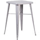 Silver |#| 23.75inch Square Silver Metal Indoor-Outdoor Bar Height Table