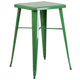 Green |#| 23.75inch Square Green Metal Indoor-Outdoor Bar Height Table