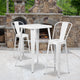 White |#| 23.75inch Square White Metal Indoor-Outdoor Bar Table Set with 2 Stools with Backs