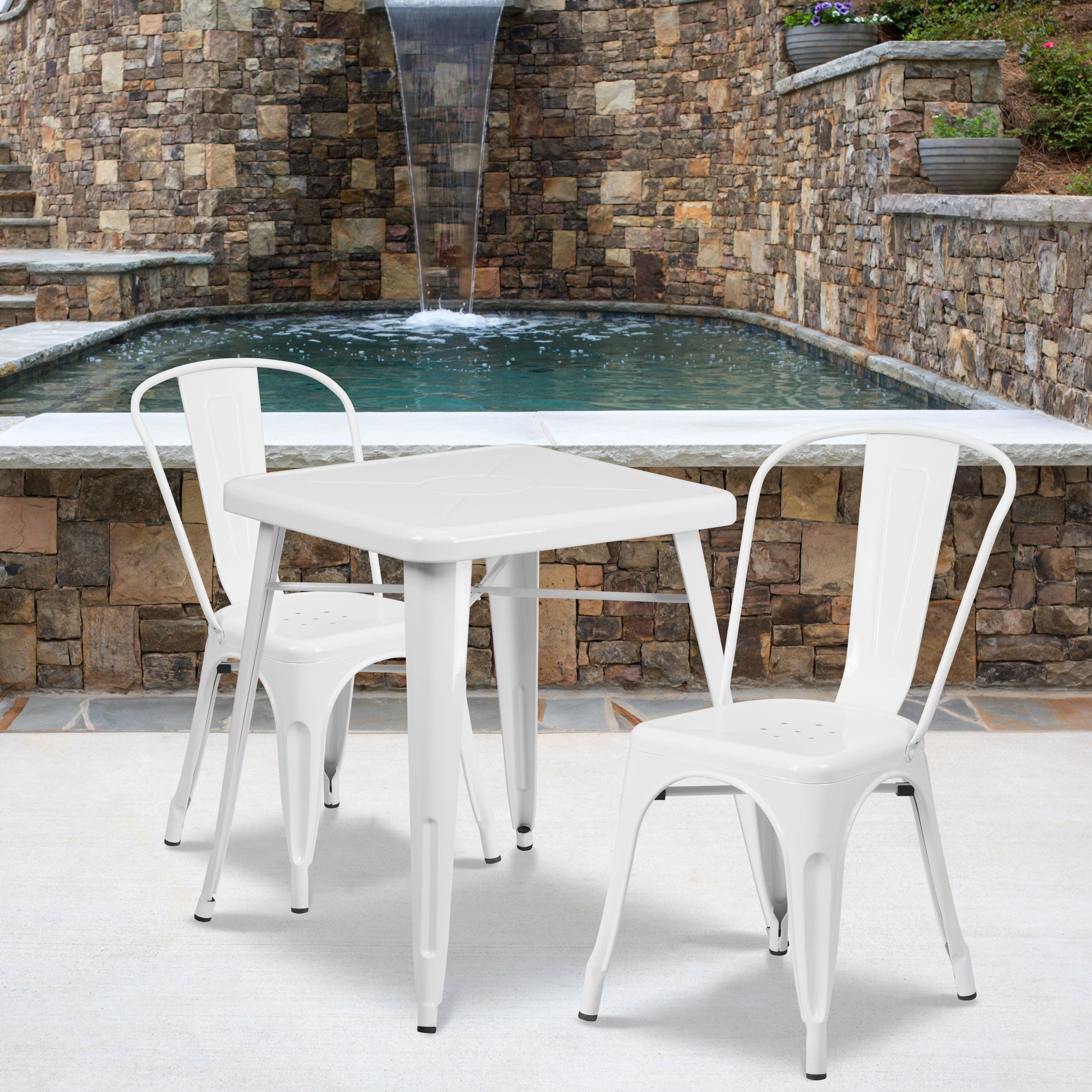 White metal chairs set of 2 cheap