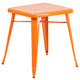 Orange |#| 23.75inch Square Orange Metal Indoor-Outdoor Table Set with 2 Stack Chairs