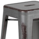 Silver Gray |#| 24inchH Backless Distressed Silver Gray Metal Indoor-Outdoor Counter Dining Stool