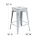 White |#| 24inch High Backless Distressed White Metal Indoor-Outdoor Counter Height Stool