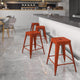 Kelly Red |#| 24inch High Backless Distressed Kelly Red Metal Indoor-Outdoor Counter Height Stool