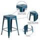 Antique Blue |#| 24inch High Backless Distressed Blue Metal Indoor-Outdoor Counter Height Stool