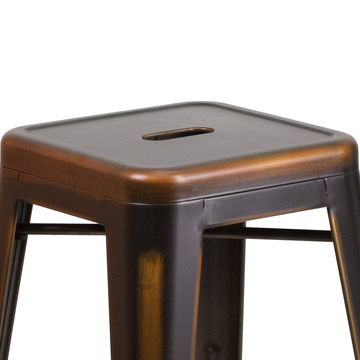 Copper |#| 24inch High Backless Distressed Copper Metal Indoor-Outdoor Counter Height Stool