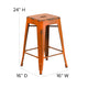 Orange |#| 24inch High Backless Distressed Orange Metal Indoor-Outdoor Counter Height Stool
