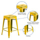 Yellow |#| 24inch High Backless Distressed Yellow Metal Indoor-Outdoor Counter Height Stool