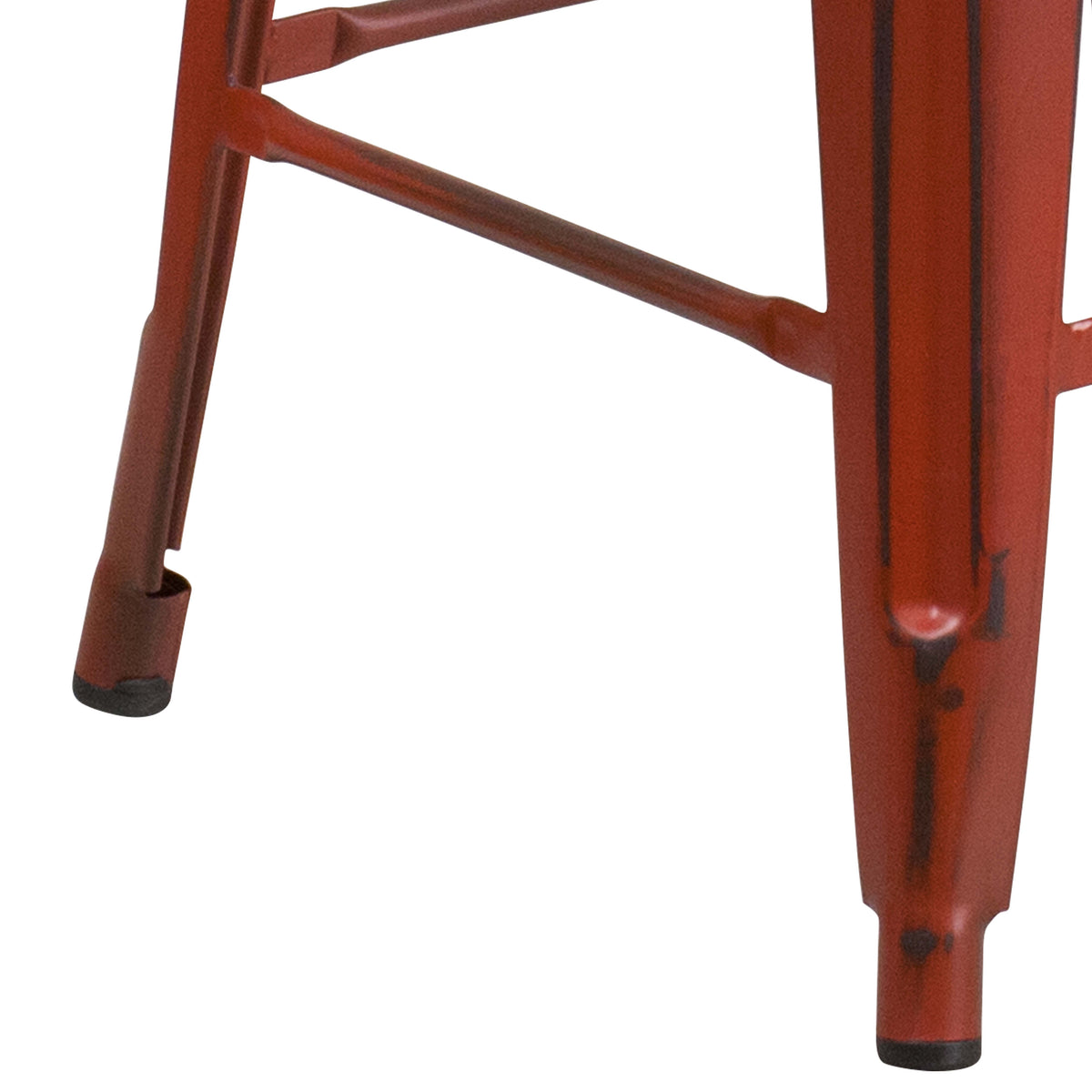 Kelly Red |#| 24inch High Backless Distressed Kelly Red Metal Indoor-Outdoor Counter Height Stool