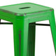 Green |#| 24inch High Backless Distressed Green Metal Indoor-Outdoor Counter Height Stool