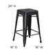 Black |#| 24inch High Backless Distressed Black Metal Indoor-Outdoor Counter Height Stool