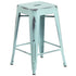 Commercial Grade 24" High Backless Distressed Metal Indoor-Outdoor Counter Height Stool