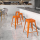 Orange |#| Commercial Grade 24inchH Backless Orange Metal Indoor-Outdoor Counter Height Stool