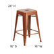 Copper |#| 24inch High Backless Copper Indoor-Outdoor Counter Height Stool