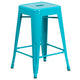 Crystal Teal-Blue |#| 24inch High Backless Crystal Teal-Blue Indoor-Outdoor Counter Height Stool