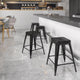 Black |#| Commercial Grade 24inchH Backless Black Metal Indoor-Outdoor Counter Height Stool