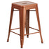 Commercial Grade 24" High Backless Metal Indoor-Outdoor Counter Height Stool with Square Seat