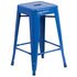 Commercial Grade 24" High Backless Metal Indoor-Outdoor Counter Height Stool with Square Seat