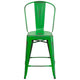 Green |#| 24inch High Distressed Green Metal Indoor-Outdoor Counter Height Stool with Back