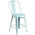 Commercial Grade 24" High Distressed Metal Indoor-Outdoor Counter Height Stool with Back
