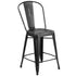 Commercial Grade 24" High Distressed Metal Indoor-Outdoor Counter Height Stool with Back