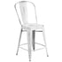 Commercial Grade 24" High Distressed Metal Indoor-Outdoor Counter Height Stool with Back