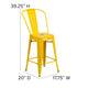 Yellow |#| 24inch High Yellow Metal Indoor-Outdoor Counter Height Stool with Back