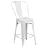 Commercial Grade 24" High Metal Indoor-Outdoor Counter Height Stool with Back