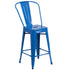 Commercial Grade 24" High Metal Indoor-Outdoor Counter Height Stool with Back