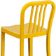 Yellow |#| 24inch High Yellow Metal Indoor-Outdoor Counter Height Stool w/ Vertical Slat Back