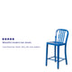 Blue |#| 24inch High Blue Metal Indoor-Outdoor Counter Height Stool with Vertical Slat Back