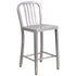 Commercial Grade 24" High Metal Indoor-Outdoor Counter Height Stool with Vertical Slat Back