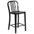 Commercial Grade 24" High Metal Indoor-Outdoor Counter Height Stool with Vertical Slat Back