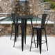 Black |#| 24inch Round Black Metal Indoor-Outdoor Bar Table Set with 2 Cafe Stools